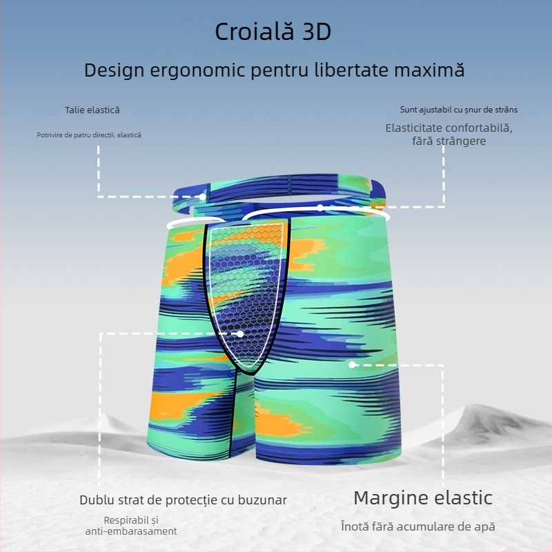 Slipuri de baie pentru bărbați, uscare rapidă, design color-block, rezistente la clor, poliester 82%, căptușire 100%, 200 g