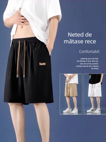 Șorturi sport pentru bărbați – croială lejeră, lungime la nivelul coapsei, poliester 95% (amestec de fibre chimice), micro-elasticitate, stil de vară