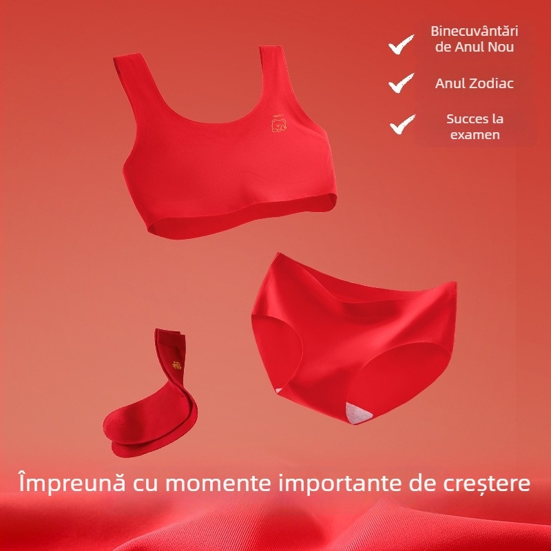 Set sutien fete în stil vestă din nailon, cu cupă completă, cu spumă modelată, bretele fixe, respirabil