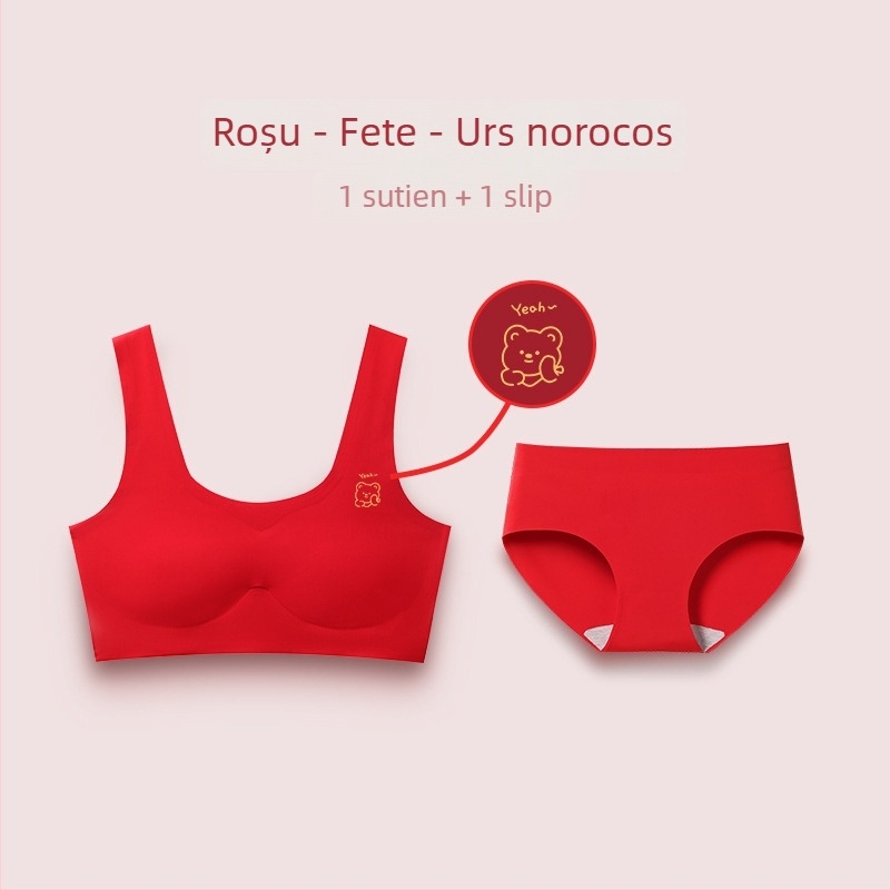 Set sutien fete în stil vestă din nailon, cu cupă completă, cu spumă modelată, bretele fixe, respirabil