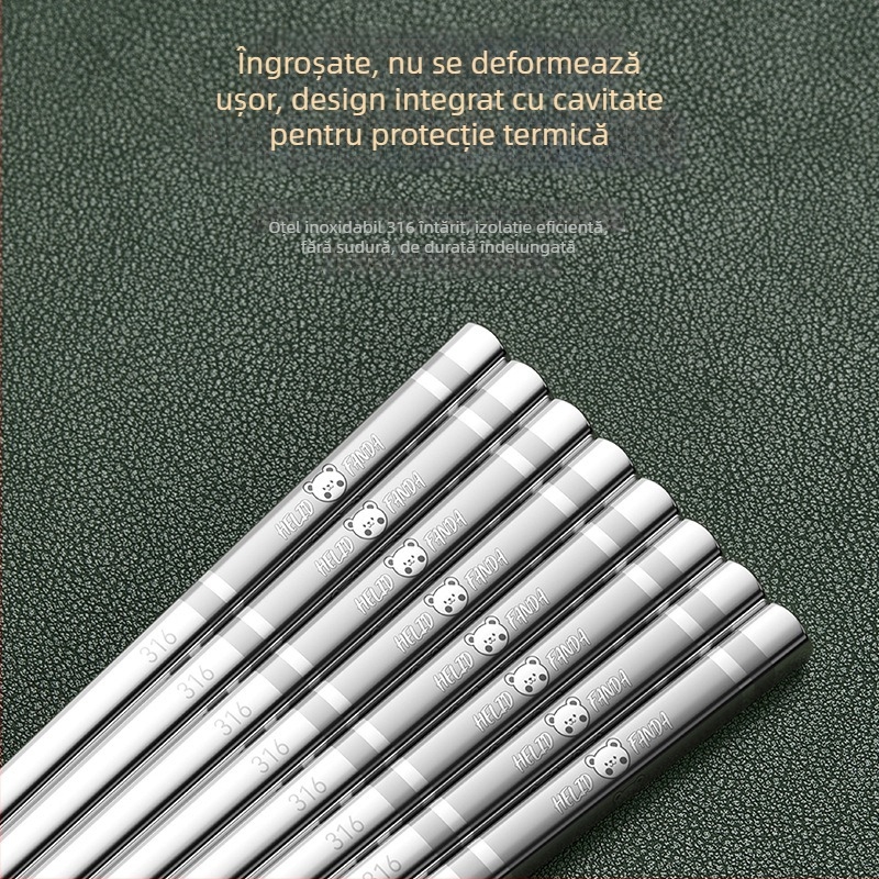 Bețișoare din oțel inoxidabil 316, pătrate, lungi, antiderapante, rezistente la mucegai, cu motif desen animat, veselă de masă pentru uz casnic