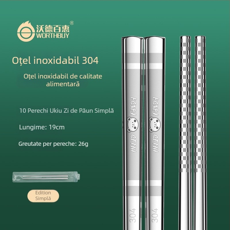 Bețișoare din oțel inoxidabil 316, pătrate, lungi, antiderapante, rezistente la mucegai, cu motif desen animat, veselă de masă pentru uz casnic