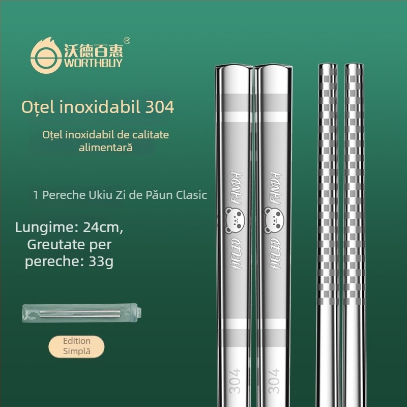 Bețișoare din oțel inoxidabil 316, pătrate, lungi, antiderapante, rezistente la mucegai, cu motif desen animat, veselă de masă pentru uz casnic