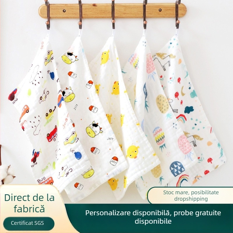 Prosop de baie pentru copii, cu șase straturi, absorbant, moale, imprimat, 100% bumbac