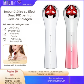 Dispozitiv de înfrumusețare facială cu masaj microcurent, ultrasunete și terapie LED – portabil, baterie încorporată 500–800 mAh, IPx0, cutie cadou