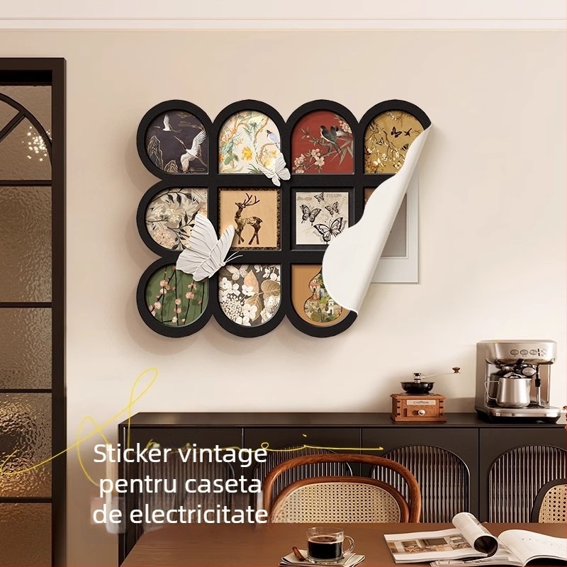 Tablou decorativ pentru cutia de contoare, stil medieval, fără ramă, imprimare inkjet, model plante