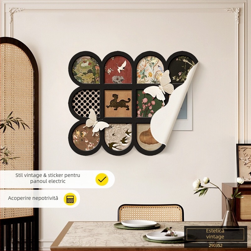 Tablou decorativ pentru cutia de contoare, stil medieval, fără ramă, imprimare inkjet, model plante