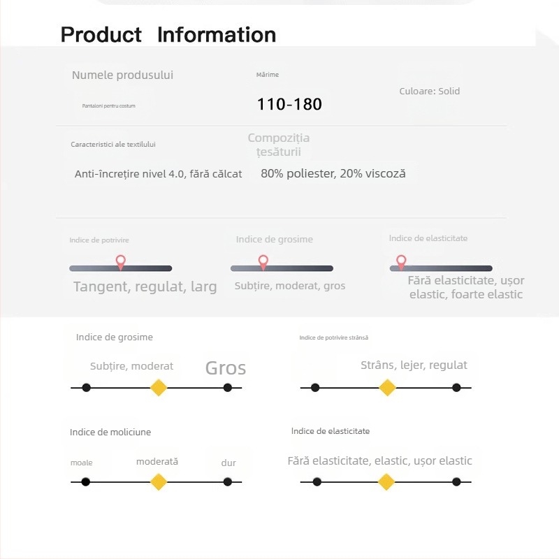Pantaloni pentru copii, talie medie, amestec poliester 80%, anti-șifonare, fără călcare, casual, primăvară 2025, unisex