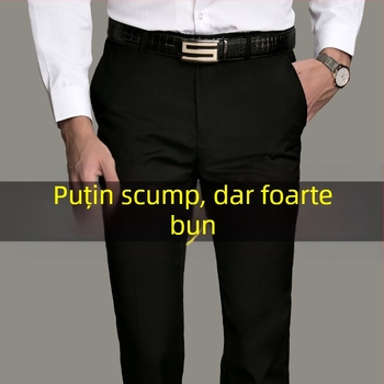Pantaloni bărbați cu croială dreaptă — stil business ușor, pentru muncă, poliester 40% amestec fibre chimice