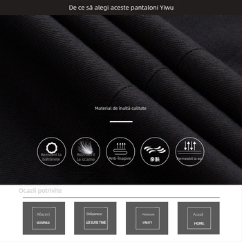 Pantaloni bărbați cu croială dreaptă — stil business ușor, pentru muncă, poliester 40% amestec fibre chimice