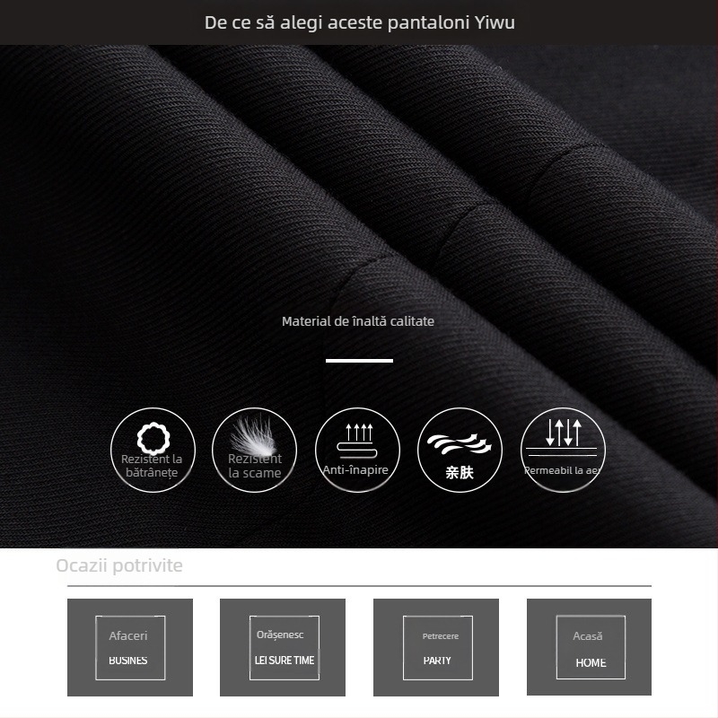 Pantaloni bărbați cu croială dreaptă — stil business ușor, pentru muncă, poliester 40% amestec fibre chimice