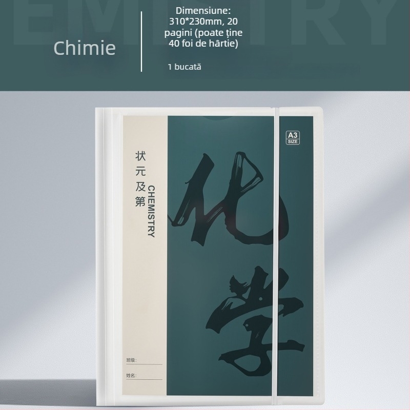 Folder din plastic pentru organizarea foilor de teste, cu inserții transparente, model Hc-652, 20 de pagini, grosime 60, posibilitate de personalizare