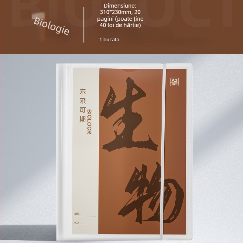 Folder din plastic pentru organizarea foilor de teste, cu inserții transparente, model Hc-652, 20 de pagini, grosime 60, posibilitate de personalizare