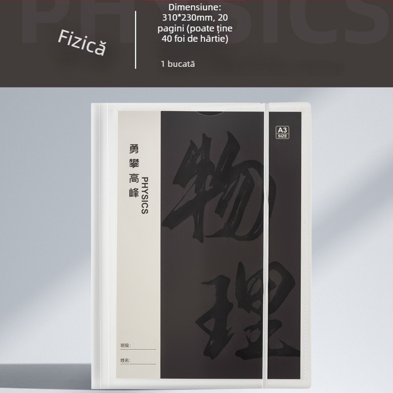 Folder din plastic pentru organizarea foilor de teste, cu inserții transparente, model Hc-652, 20 de pagini, grosime 60, posibilitate de personalizare