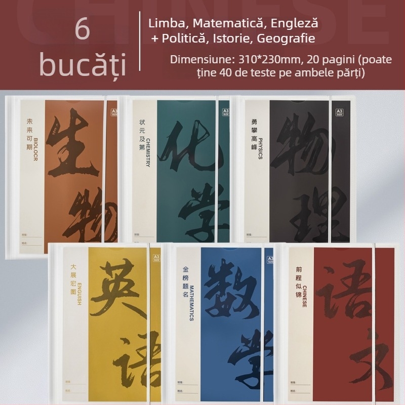 Folder din plastic pentru organizarea foilor de teste, cu inserții transparente, model Hc-652, 20 de pagini, grosime 60, posibilitate de personalizare