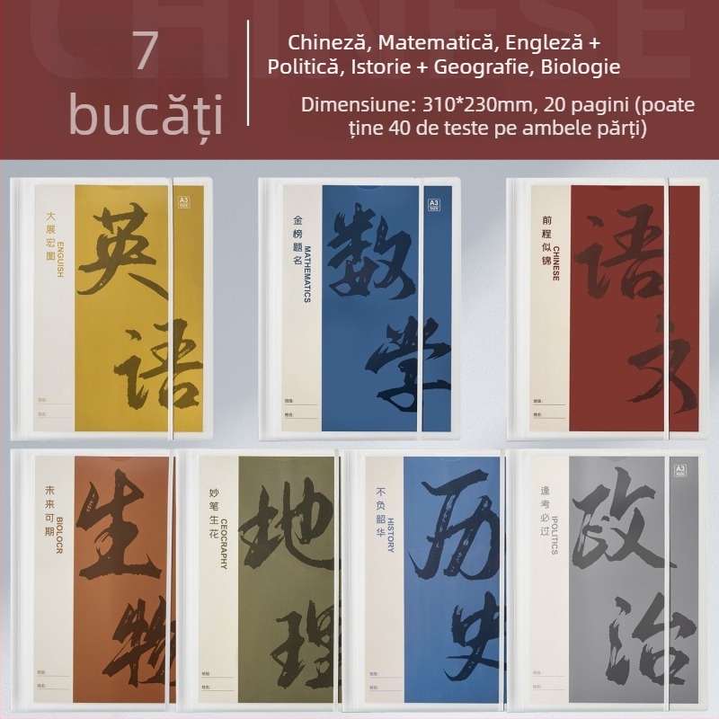 Folder din plastic pentru organizarea foilor de teste, cu inserții transparente, model Hc-652, 20 de pagini, grosime 60, posibilitate de personalizare