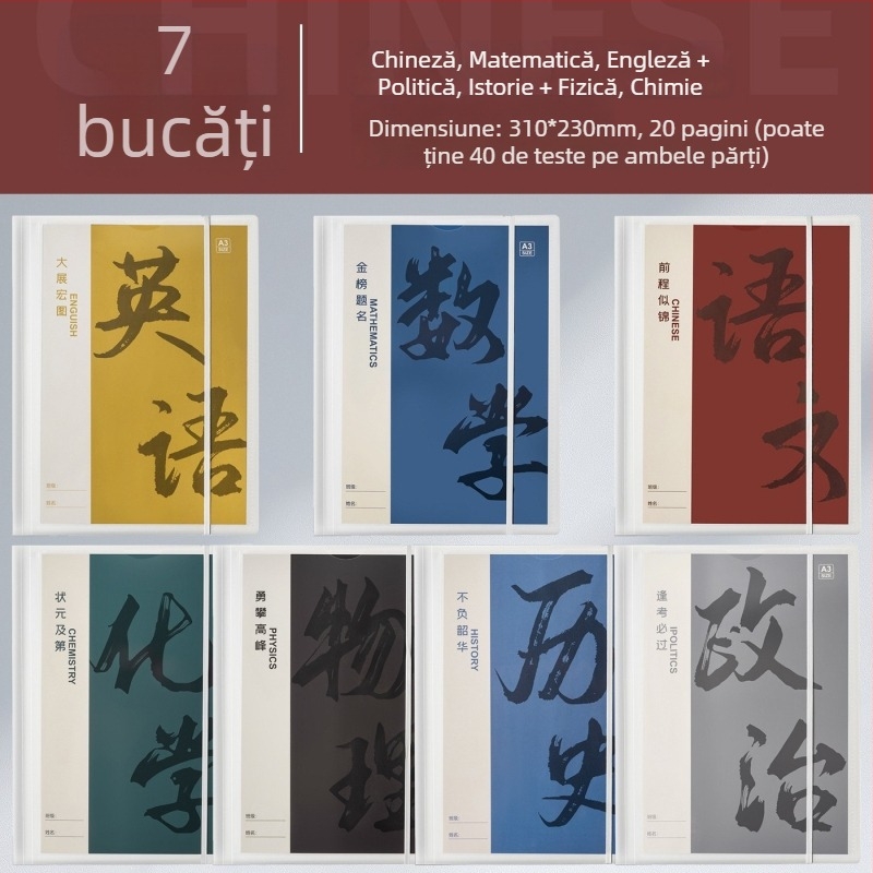 Folder din plastic pentru organizarea foilor de teste, cu inserții transparente, model Hc-652, 20 de pagini, grosime 60, posibilitate de personalizare