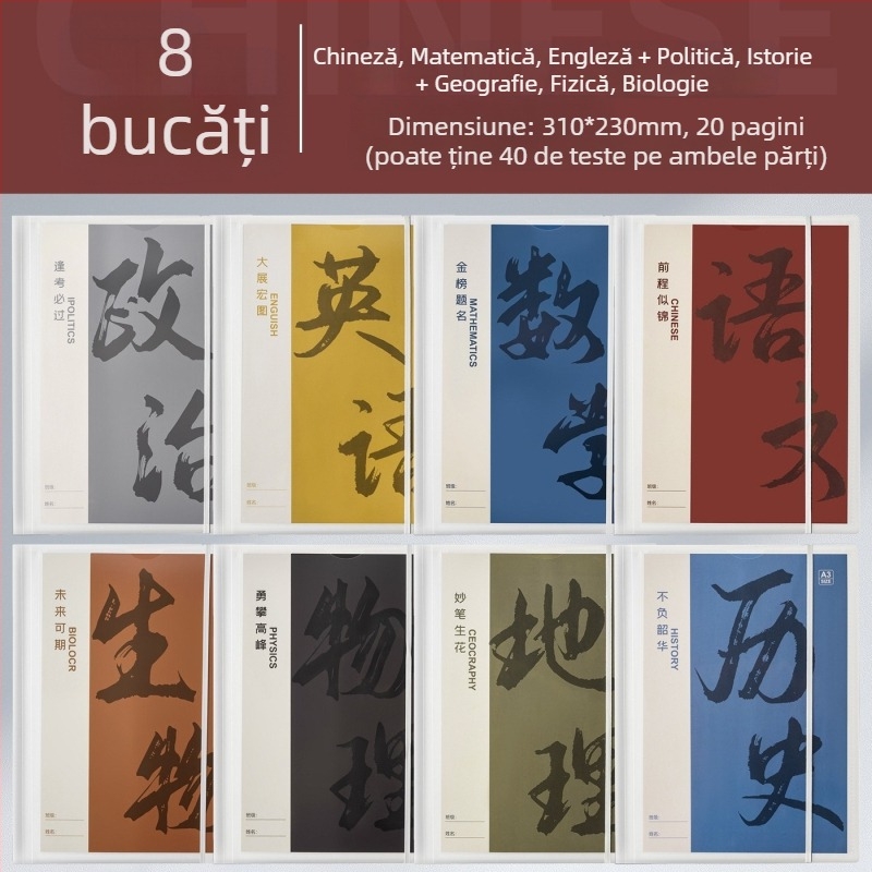 Folder din plastic pentru organizarea foilor de teste, cu inserții transparente, model Hc-652, 20 de pagini, grosime 60, posibilitate de personalizare