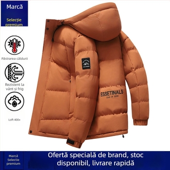 Geacă bărbătească cu glugă, umplutură din bumbac, căptușeală groasă, fermoar, buzunare laterale