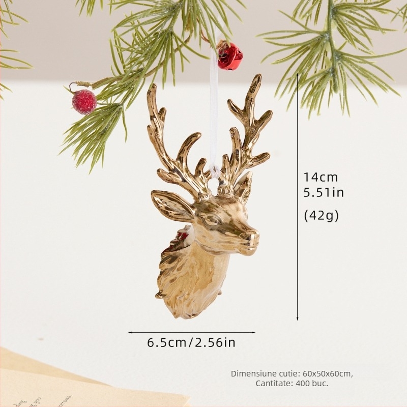 Pandantiv din plastic cu design de fulg de zăpadă și cap de cerb — Plastic; Crăciun; Tip produs: Pandantiv; Ambalare: pungă opp unică; Stil: modern minimalist, clasic.