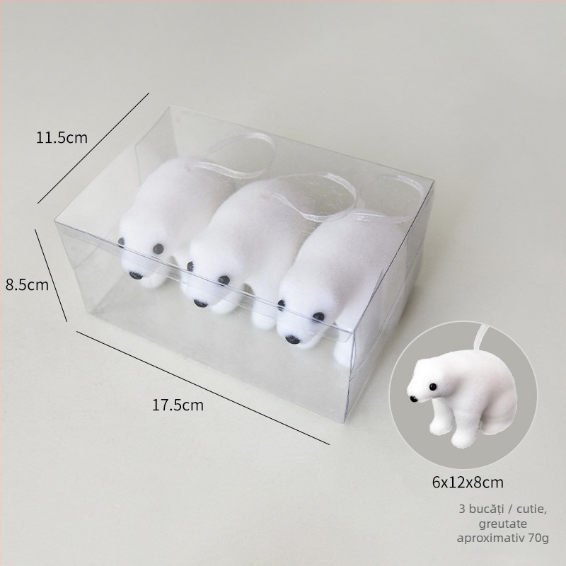 Ornament de Crăciun cu urs polar pentru brad, Material bubble, Brand Nuchi, Stil desen animat, minimalist modern, decorațiuni de Crăciun