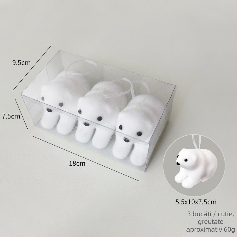 Ornament de Crăciun cu urs polar pentru brad, Material bubble, Brand Nuchi, Stil desen animat, minimalist modern, decorațiuni de Crăciun