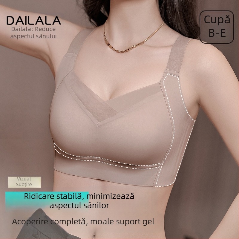 Push-up sutien fără cusături, căptușit cu mătase Mulberry, material principal spandex, cupă completă cu forme ultra-subțiri, bretele fixe duble, închidere la spate cu patru rânduri