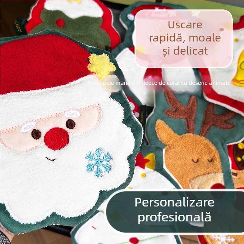 Prosop de mână brodat, din fleece coral, 150D, 50–80 g, personalizare disponibilă