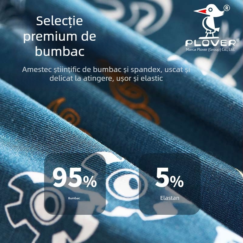 Boxerii bărbați din bumbac, talie medie, țesătură tricot, 95-100% bumbac, model floral sau graffiti