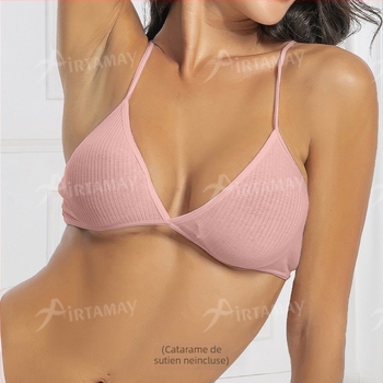 Sutien de yoga din bumbac, fără sârmă, bretele detașabile, cruce la spate, 95% bumbac