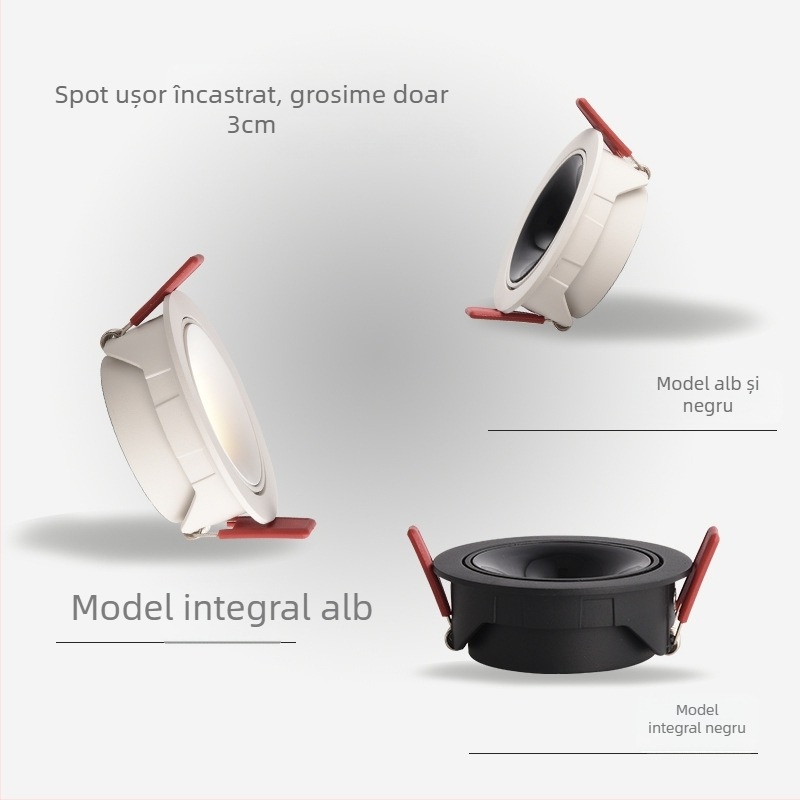 Pinton downlight LED ultra-subțire, carcasă din aluminiu, iluminare încastrată în tavan, 220V, CRI ≥ 90