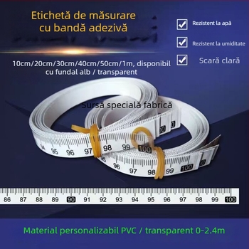 Etichetă autoadezivă transparentă pentru riglă, scară în centimetri, rezistentă la apă
