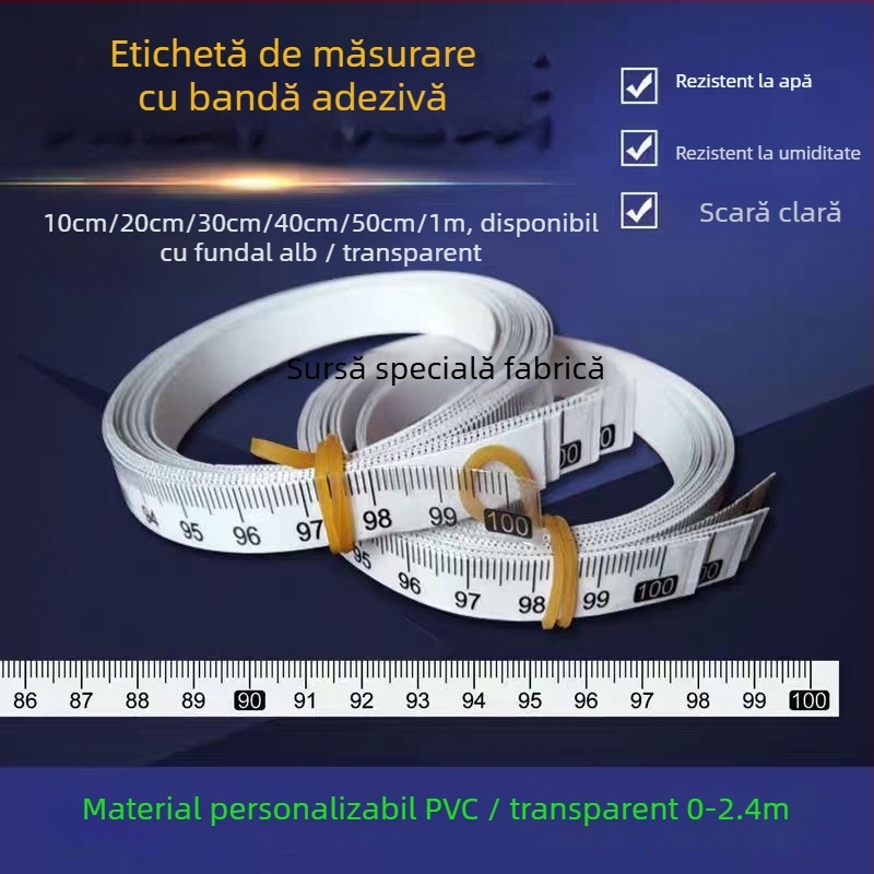 Etichetă autoadezivă transparentă pentru riglă, scară în centimetri, rezistentă la apă