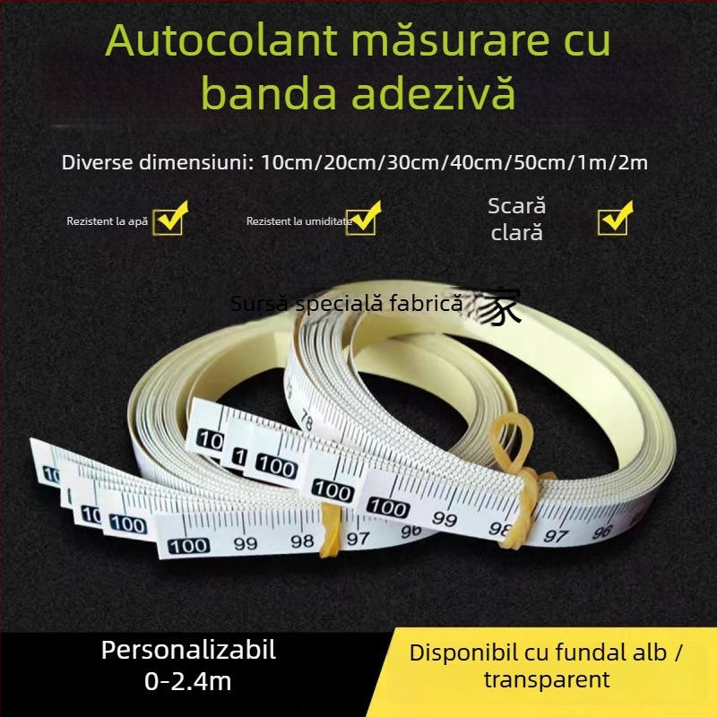 Etichetă autoadezivă transparentă pentru riglă, scară în centimetri, rezistentă la apă