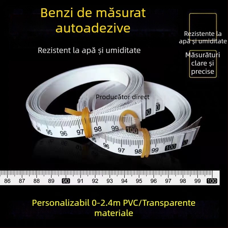 Etichetă autoadezivă transparentă pentru riglă, scară în centimetri, rezistentă la apă