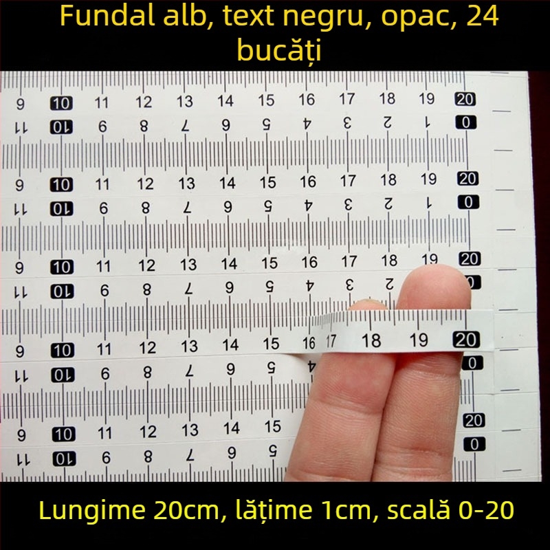 Etichetă autoadezivă transparentă pentru riglă, scară în centimetri, rezistentă la apă