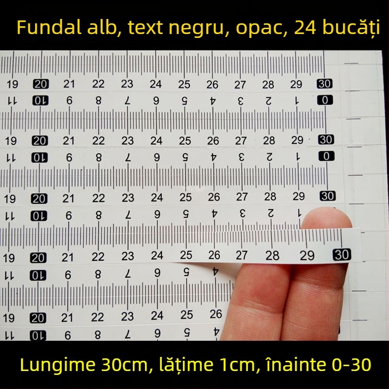 Etichetă autoadezivă transparentă pentru riglă, scară în centimetri, rezistentă la apă