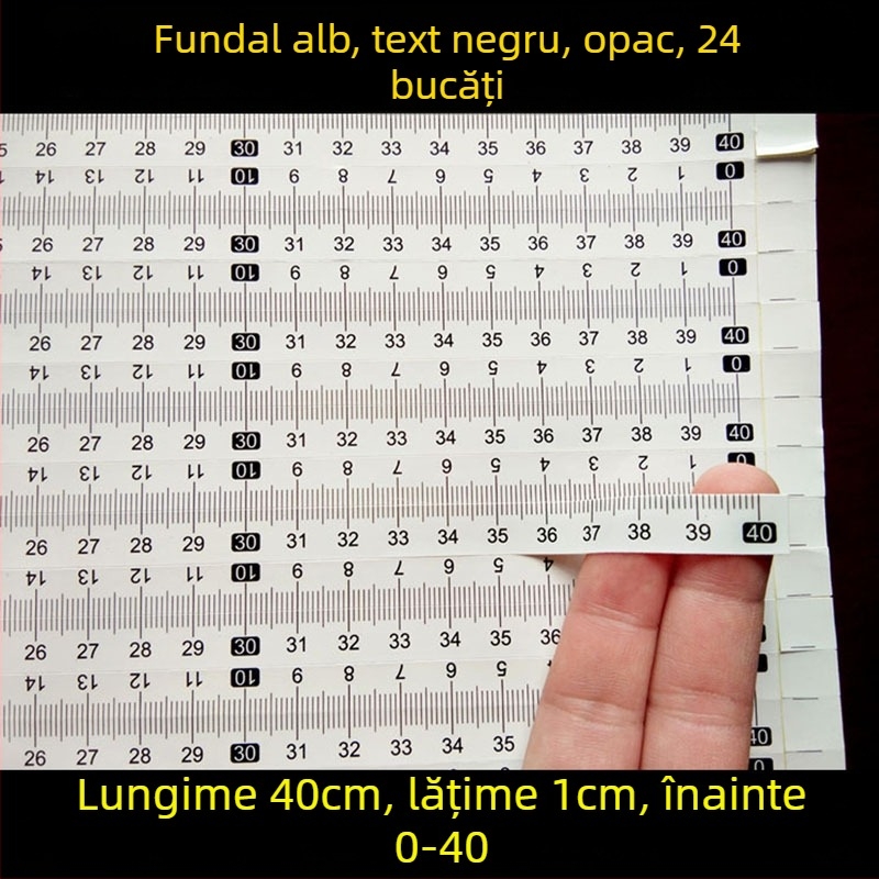Etichetă autoadezivă transparentă pentru riglă, scară în centimetri, rezistentă la apă