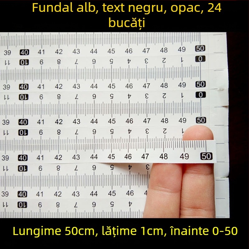 Etichetă autoadezivă transparentă pentru riglă, scară în centimetri, rezistentă la apă