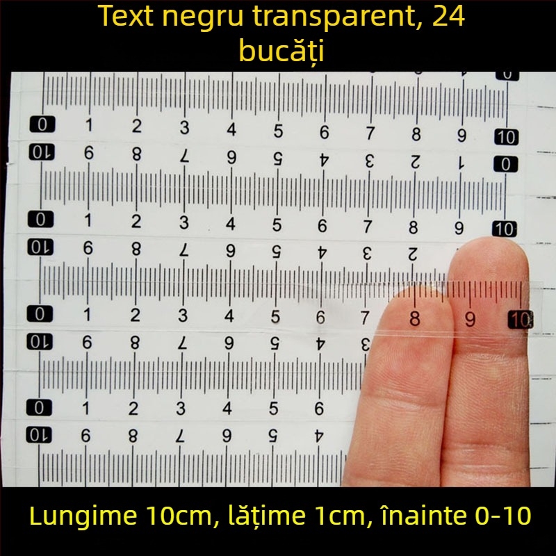 Etichetă autoadezivă transparentă pentru riglă, scară în centimetri, rezistentă la apă