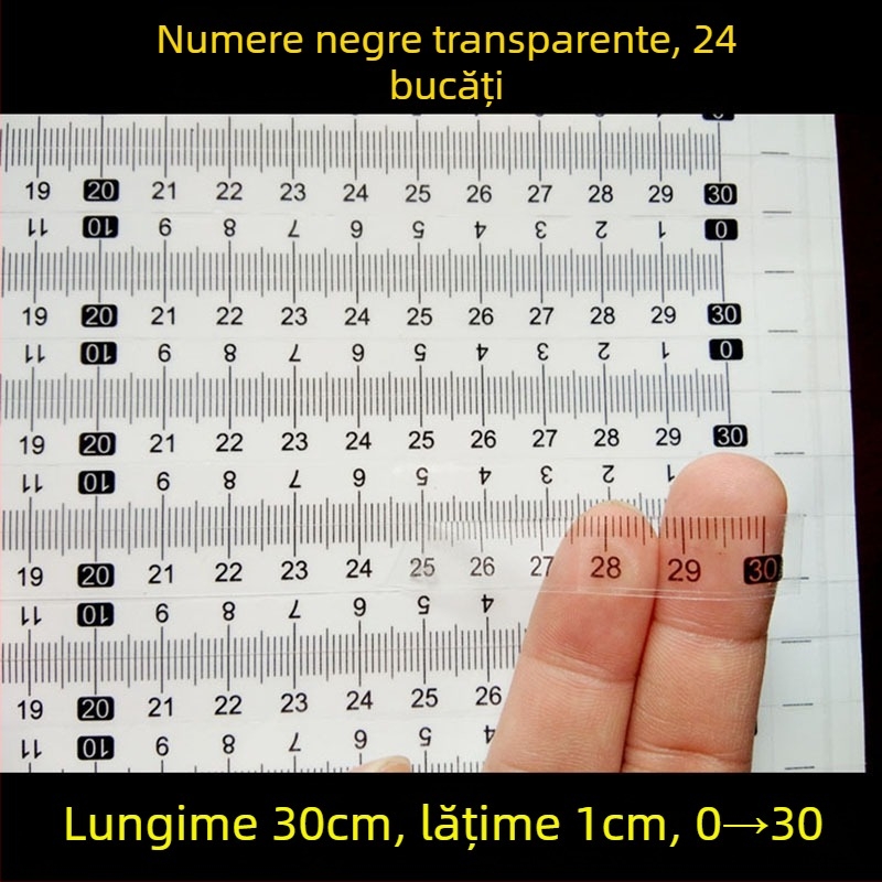 Etichetă autoadezivă transparentă pentru riglă, scară în centimetri, rezistentă la apă