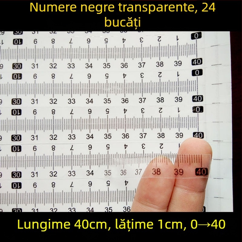 Etichetă autoadezivă transparentă pentru riglă, scară în centimetri, rezistentă la apă