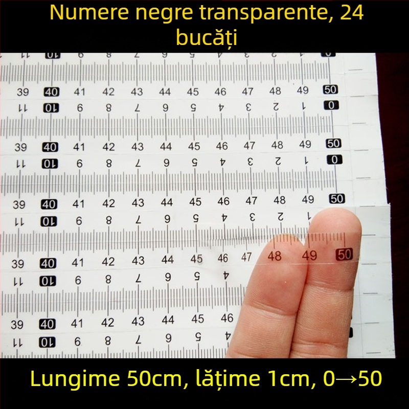 Etichetă autoadezivă transparentă pentru riglă, scară în centimetri, rezistentă la apă