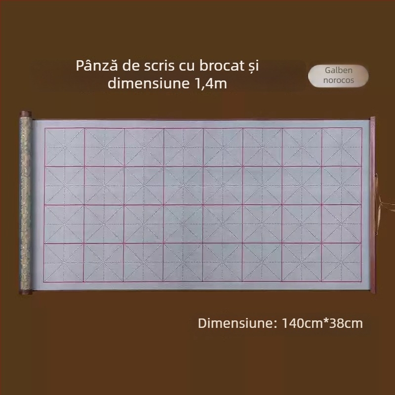 Tan yixuan Pânză pentru scriere cu apă, pentru practică de caligrafie și exerciții cu pensula, cu grilă de tip Rice Grid, design brocard, lavabilă