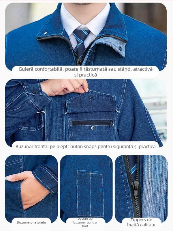 Jachetă de lucru de iarnă, 100% bumbac, rezistentă la uzură și murdărie, cu căptușeală detașabilă din fleece, pentru sudori și muncitori în logistică