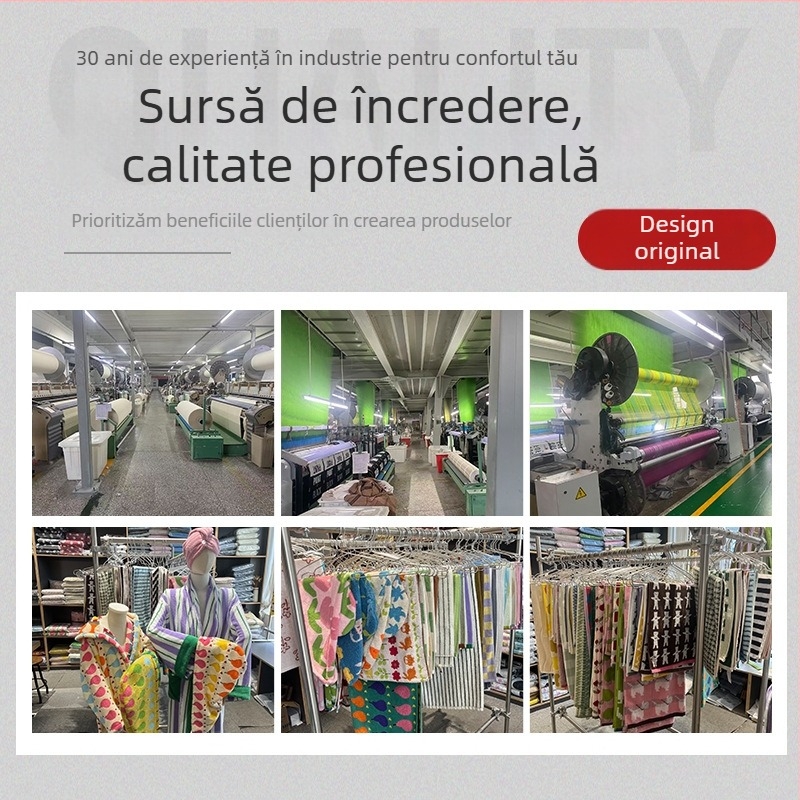 Prosop de baie și prosop de față din bumbac pur, broderie cu design desen animat pentru copii, fire 32s, țesătură simplă, 100–120 g/m², broderie personalizabilă