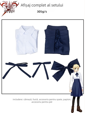 Costum cosplay pentru Saber (Fate/stay night) - ținută zilnică în stil japonez, toamna 2025, din poliester, pentru dramă și cosplay anime/jocuri
