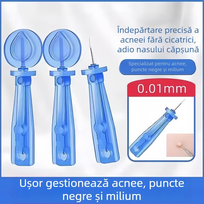 Ace de acnee din oțel inoxidabil, de unică folosință, pentru comedoane și puncte negre (ultra-fin)
