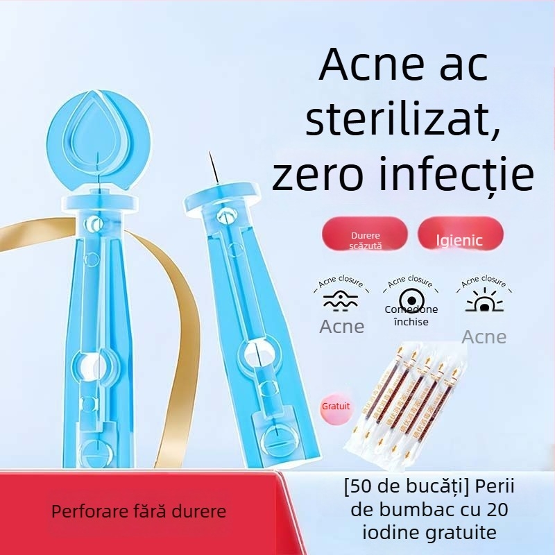 Ace de acnee din oțel inoxidabil, de unică folosință, pentru comedoane și puncte negre (ultra-fin)