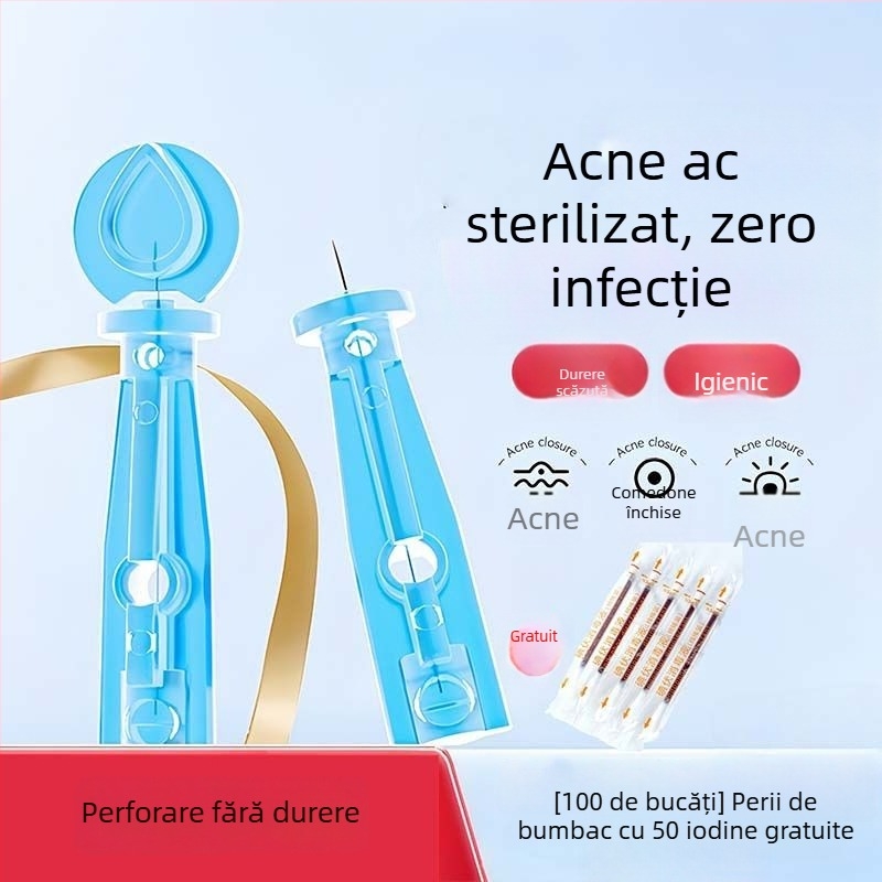 Ace de acnee din oțel inoxidabil, de unică folosință, pentru comedoane și puncte negre (ultra-fin)